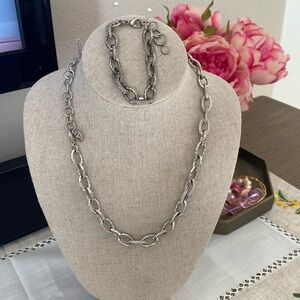 Silver chain link, Stella and Dot necklace and matching link bracelet.